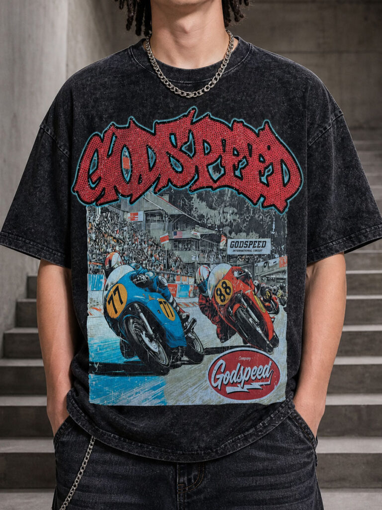 GODSPEED Motorcycle Circuit Graphic Tee – 350g Streetwear