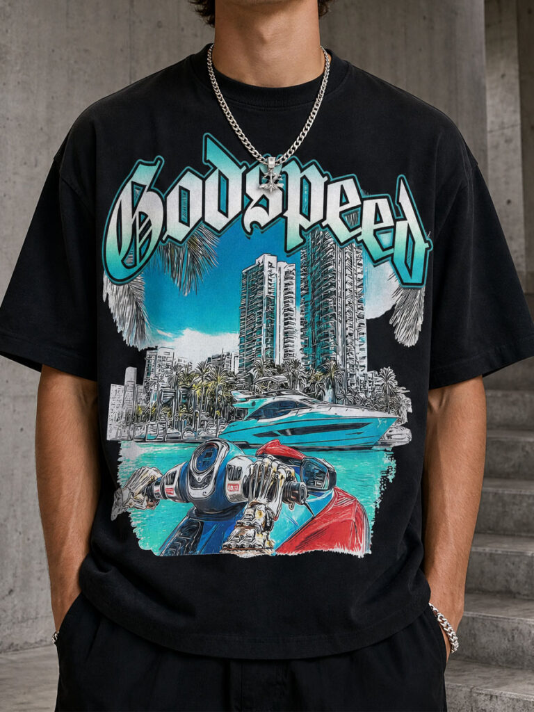 GODSPEED Miami Yacht Graphic Tee – 350g Streetwear