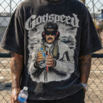 GODSPEED Rhinestone Portrait Graphic Tee – 350g Streetwear