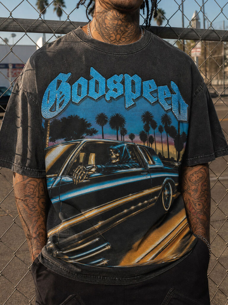 GODSPEED Skeleton Lowrider Graphic Tee – 350g Streetwear