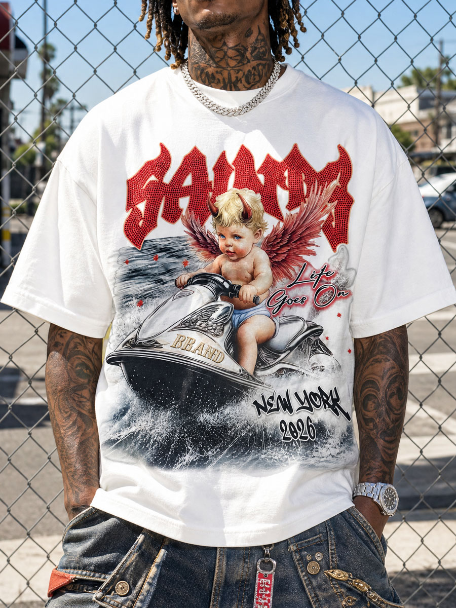 SAVAGE Cherub Jet Ski Graphic Tee – 350g Streetwear SAVAGE Cherub Jet Ski Graphic Tee – 350g Streetwear