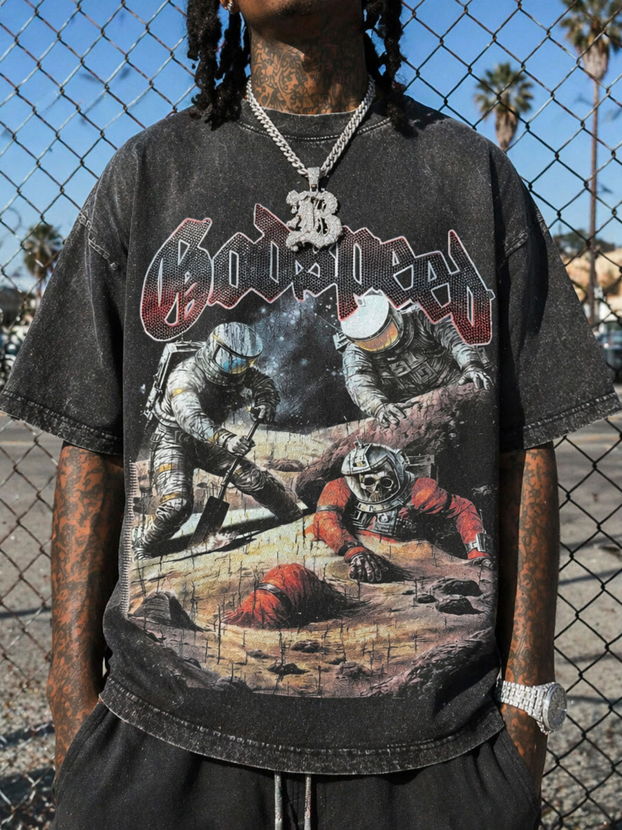 GODSPEED Astronaut Moon Mission Graphic Tee – 350g Streetwear