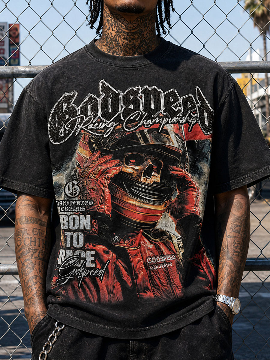 GODSPEED Racing Championship Skeleton Graphic Tee – 350g Streetwear GODSPEED Racing Championship Skeleton Graphic Tee – 350g Streetwear