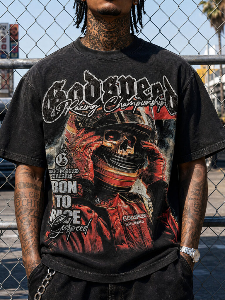 GODSPEED Racing Championship Skeleton Graphic Tee – 350g Streetwear