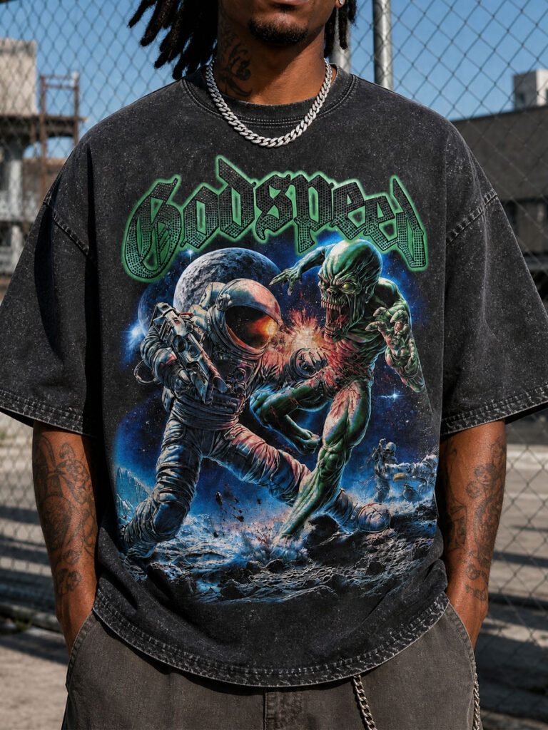 GODSPEED Astronaut vs Alien Graphic Tee – 350g Streetwear