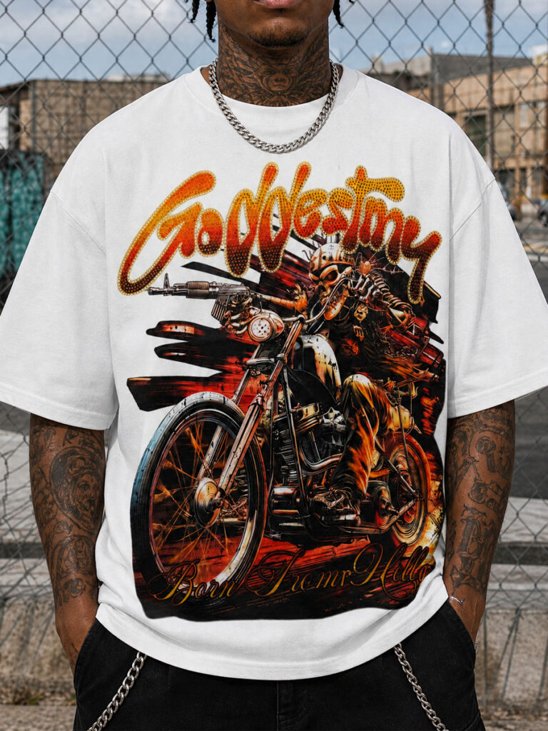 GODSPEED Skeleton Biker Graphic Tee – 350g Streetwear