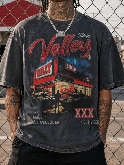 VALLEY STUDIO Tank Night Vibes Graphic Tee – 350g Streetwear