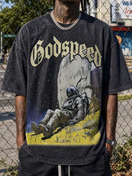 GODSPEED Skeleton Astronaut Graphic Tee – 350g Streetwear