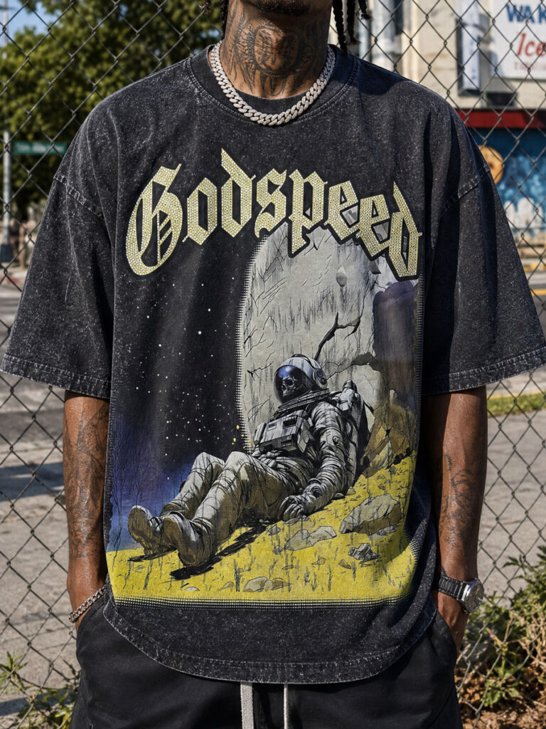 GODSPEED Skeleton Astronaut Graphic Tee – 350g Streetwear