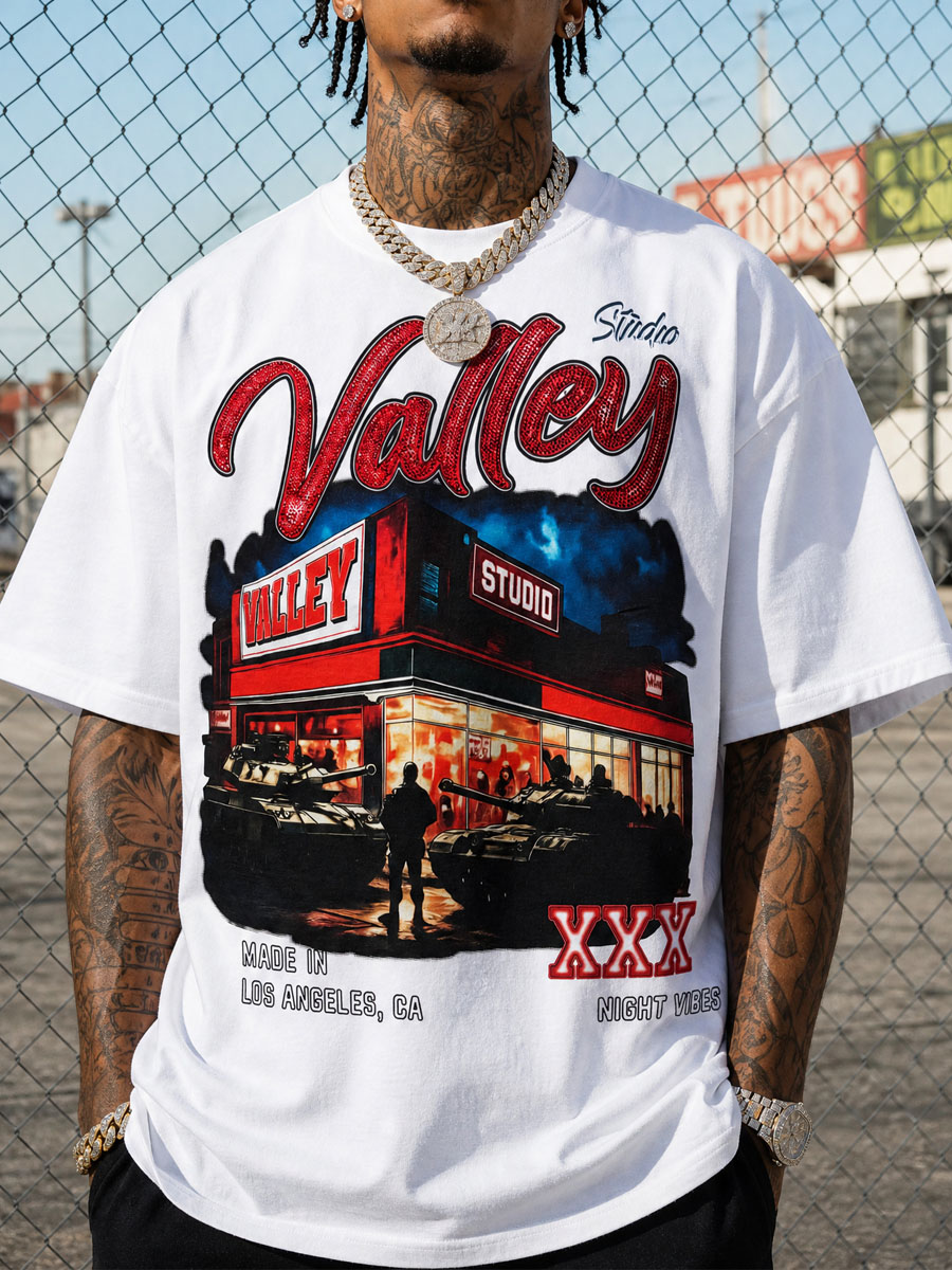 VALLEY STUDIO Tank Night Vibes Graphic Tee – 350g Streetwear VALLEY STUDIO Tank Night Vibes Graphic Tee – 350g Streetwear