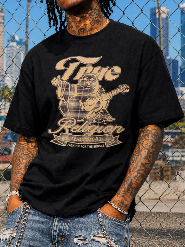 True Religion Guitar Buddha Graphic Tee – 350g Streetwear